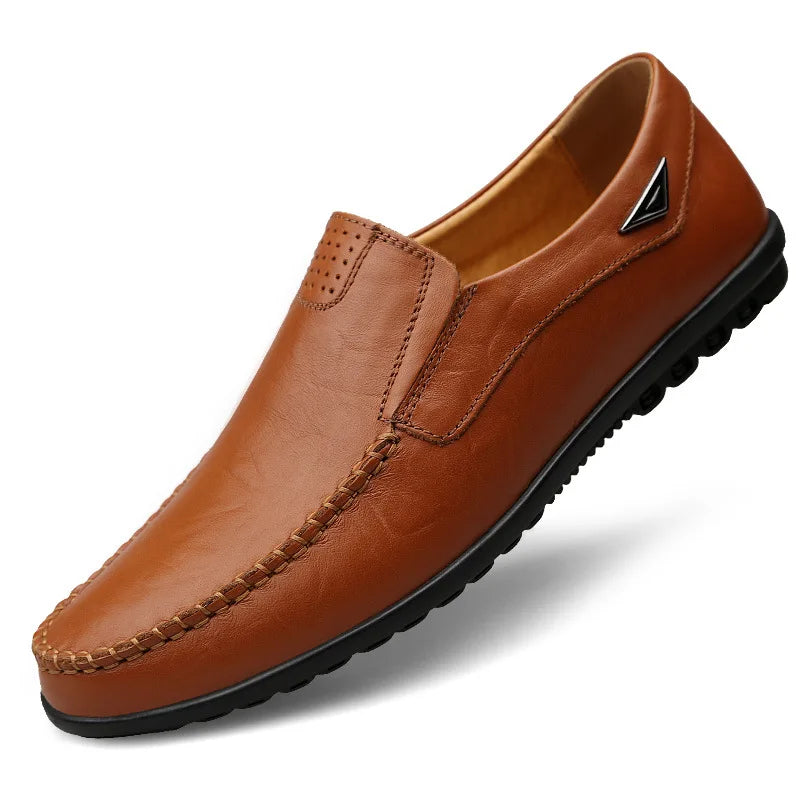 Genuine Leather Men Casual Shoes Luxury Brand 2025 Mens Loafers Moccasins Breathable Slip on Black Driving Shoes Plus Size 37-47