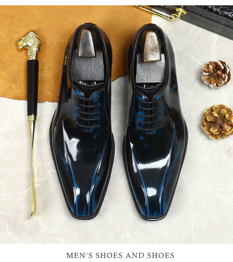 Mens Wedding Oxford Gentlemen Party Dress Shoes Genuine Patent Leather Casual Pointed Toe Formal Shoes For Men - Sun Studio