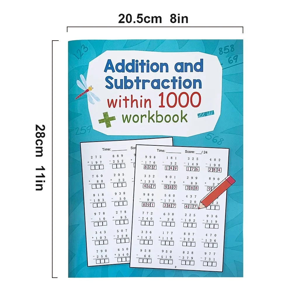Addition And Subtraction Within 1000 Maths Workbook Primary School Training Book Arithmetic Competition Teaching Aids Montessori - Sun Studio
