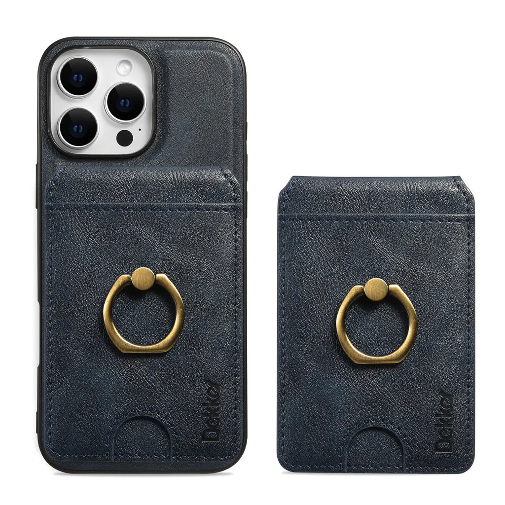2 in 1 Detachable Vertical Cards Solt Ring Holder Wallet Leather Case For iPhone 16 Pro Max 15 Plus 14 13 12 Magnetic Bag Cover - Sun Studio