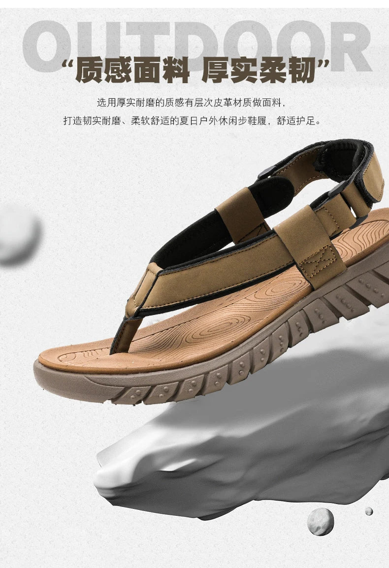 Summer men's casual breathable outdoor beach shoes flip flops waterproof anti slip comfort mesh sandals youth fashion slippers - Sun Studio