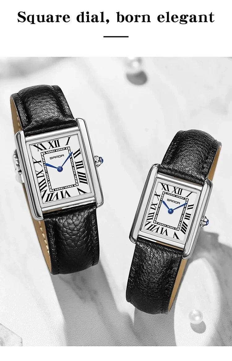 SANDA 9031/1108 Luxury Couple Quartz Watches for Men & Women, Waterproof Sport Casual Watch, Scratch Resistant Leather Strap - Sun Studio