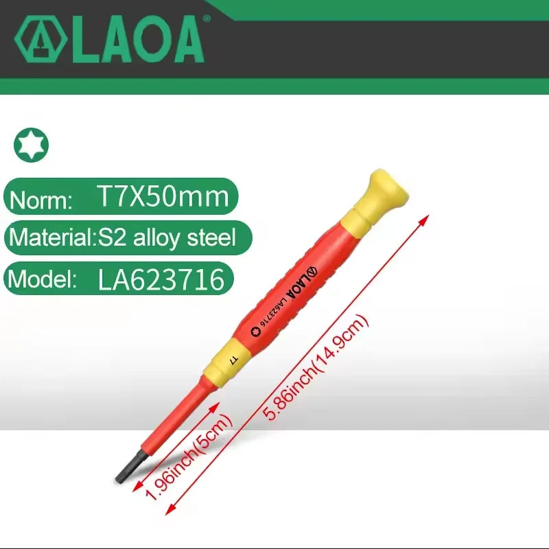 LAOA 1pc Insulated Precision Screwdriver SL1.0-3.0 aCross Small Size Screwdriver to Remove Watches Cell Phone NotebookT5-T10 - Sun Studio