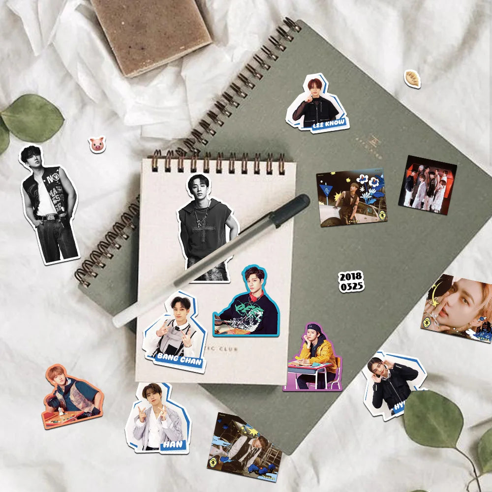 8PCS Kpop Skz Series Stickers Hand Account Skz Team DIY Sticker Notebook Skateboard Waterproof Sticker - Sun Studio