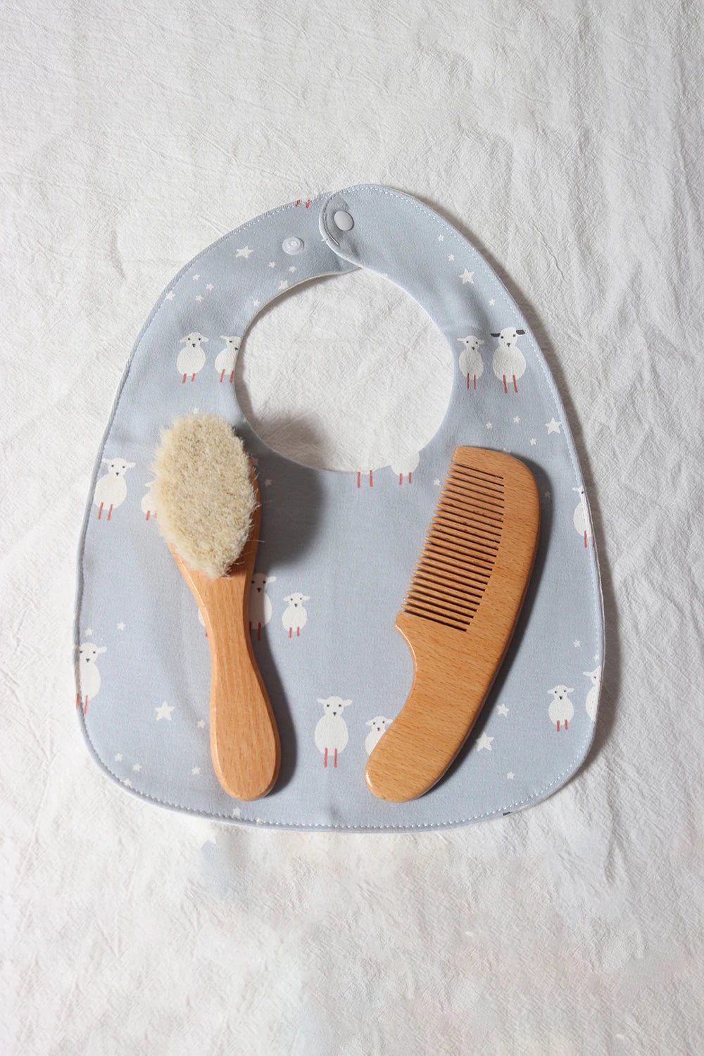 baby comb brush set newborn gift set Natural Wool beech Wooden Comb baby bib pacifier clip  Kids  Baby Hair Brush - Sun Studio