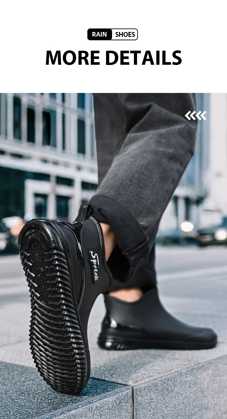 Couples Short Rain Shoes Fashion Light Waterproof Shoes Non-Slip Sports Korean Rain Boots - Sun Studio