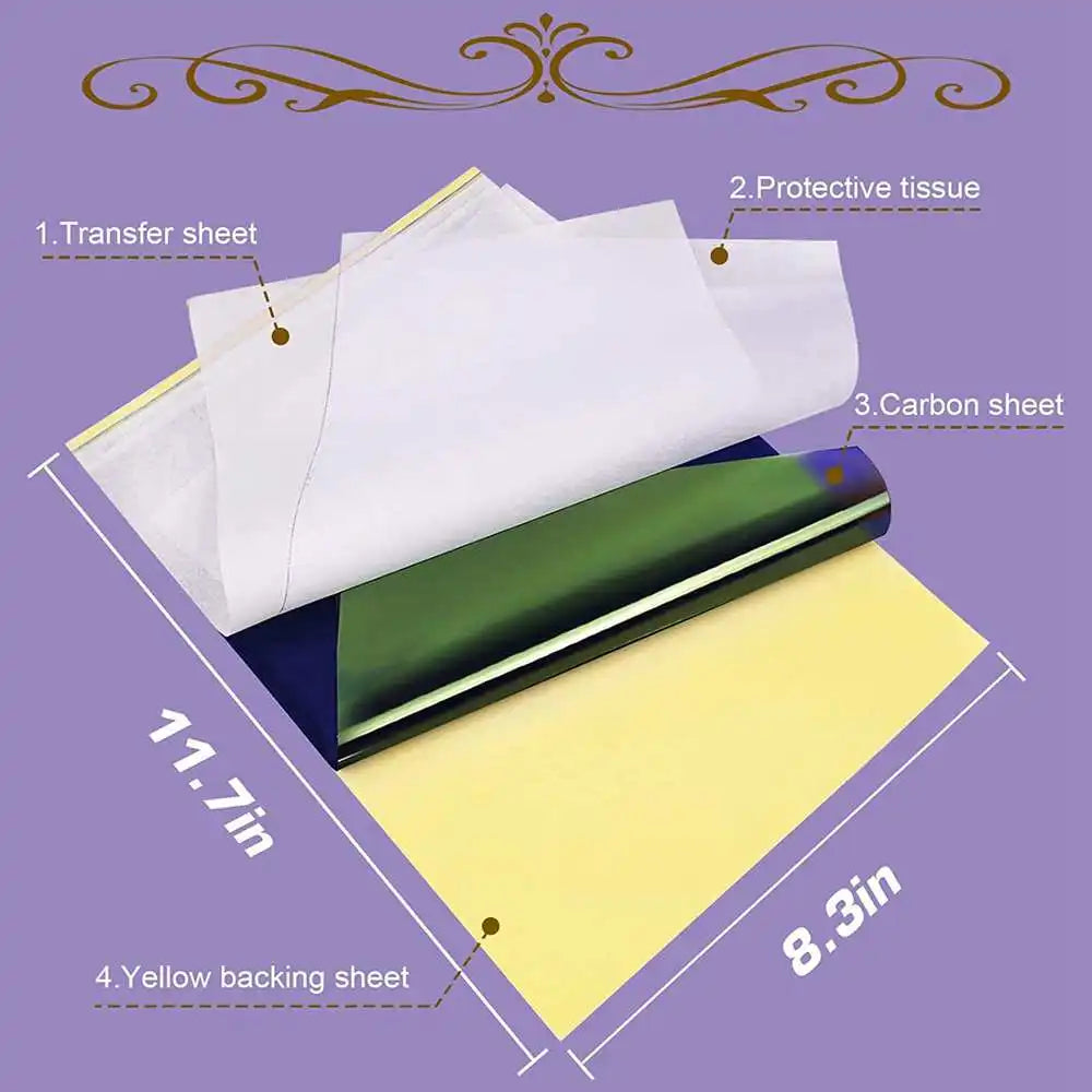 100/50/5pcs Tattoo Transfer Paper A4 Tattoo Stencil Paper Copy Carbon Thermal Paper Transfer Machine Printer Tattoo Accessories - Sun Studio