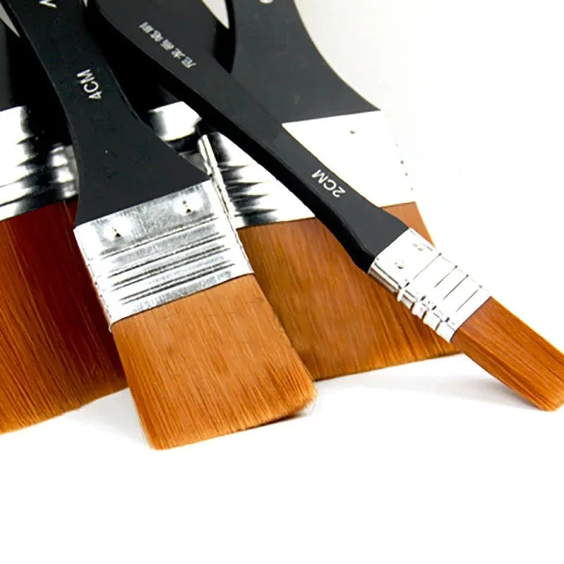 Ginflash 7styles Watercolor oil Art  Paint Brush Nylon Hair painting Art brush Easy To Clean Wooden Cleaning Brush - Sun Studio