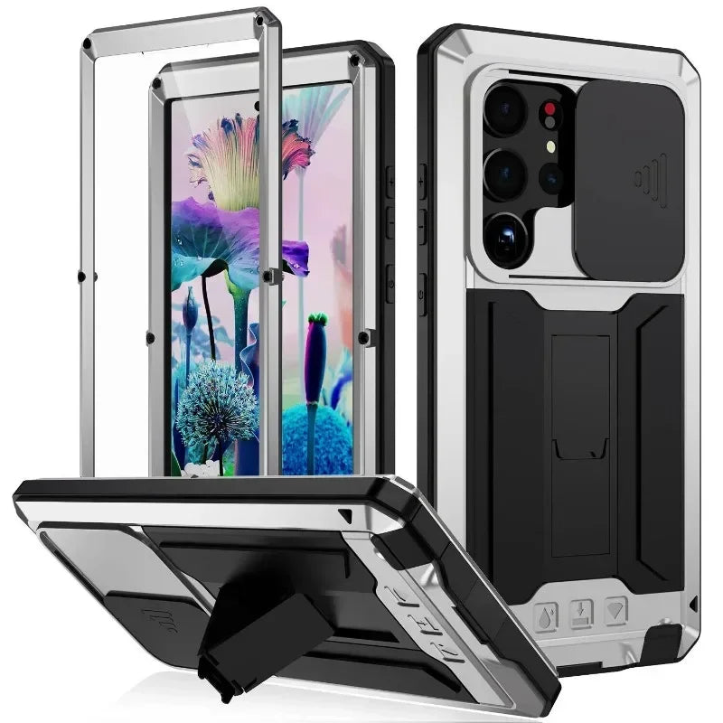 For Samsung S24 Ultra S25 Edge S23 S22 Plus Rugged Armor Aluminum Metal Phone Case Shockproof Cover Screw Bumper Screen Protect - Sun Studio