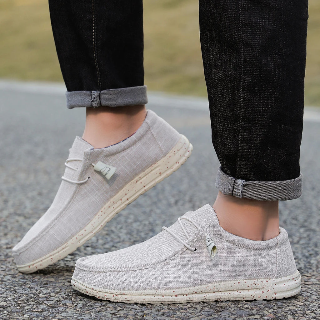 Men Casual Canvas Shoes Mens Loafers Breathable Slip on Flats Male Vulcanized Shoes Driving Shoes Plus Size 47 Walking Sneakers - Sun Studio