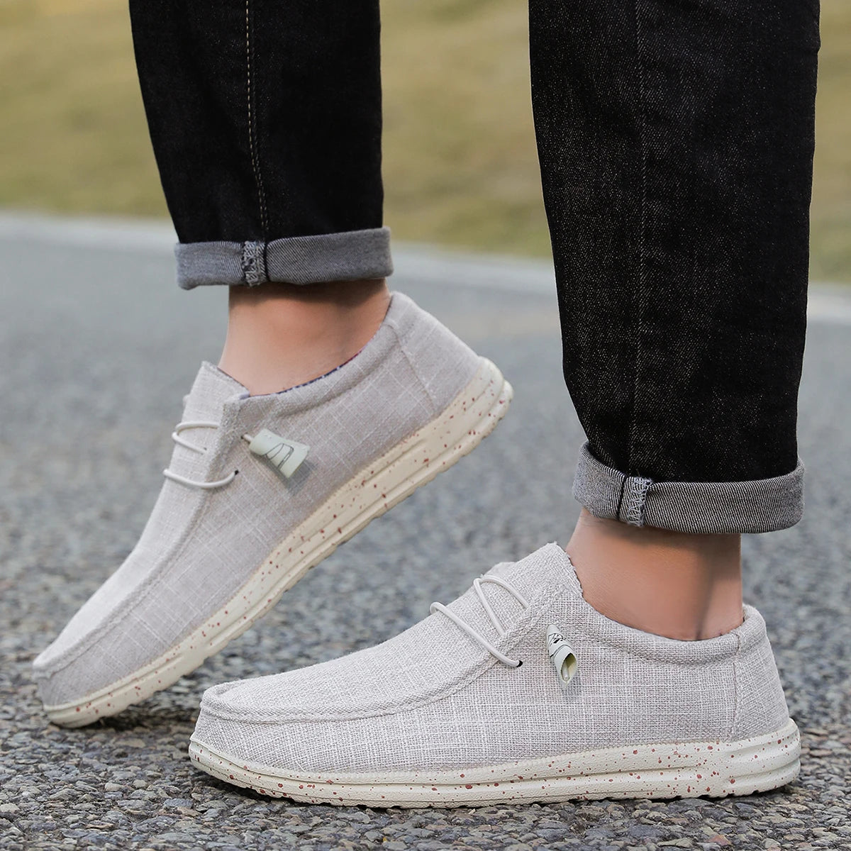 Men Casual Canvas Shoes Mens Loafers Breathable Slip on Flats Male Vulcanized Shoes Driving Shoes Plus Size 47 Walking Sneakers - Sun Studio