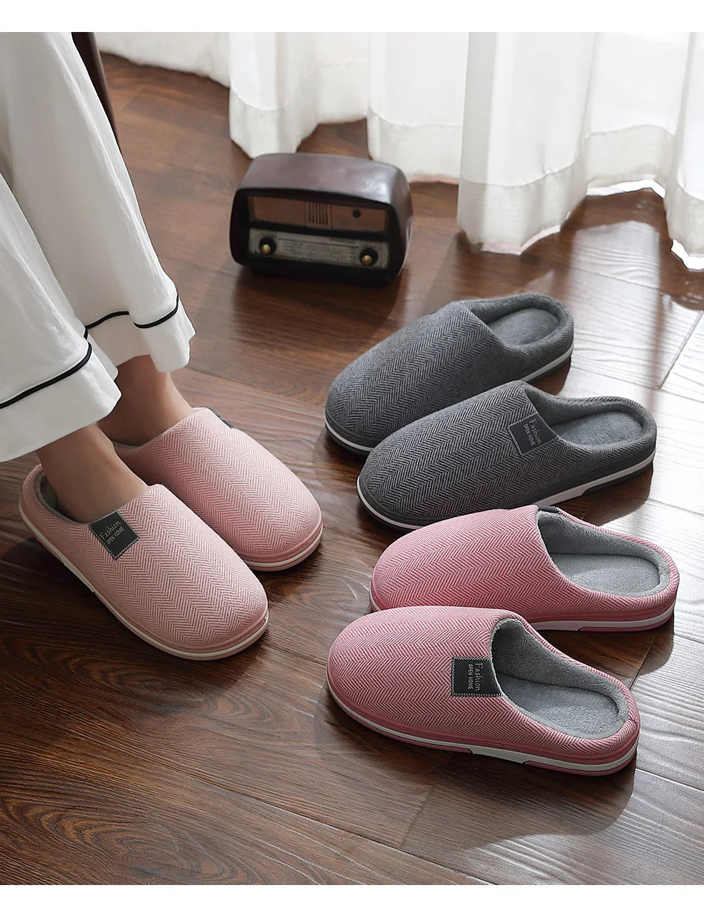 Big Size 48 49 Men Warm Home Slippers Winter Casual Shoes Women Soft Slides Couples Floor Slipper Indoor Bedroom Non Slip Flats - Sun Studio