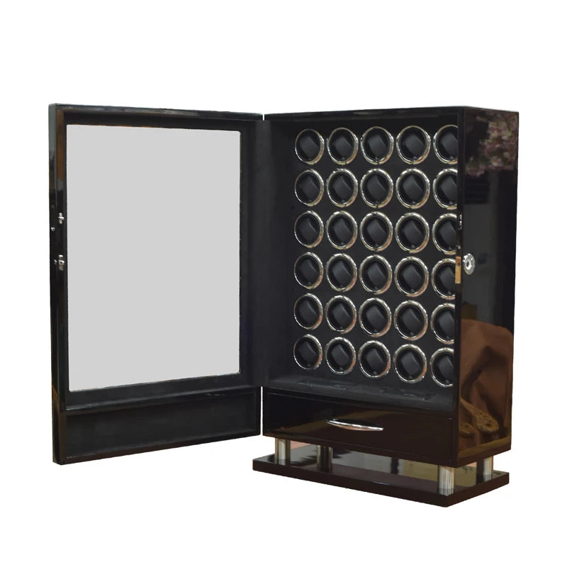 Luxury Automatic Watch Winder12 24 30 Slot Wood Mechanical Watch Box Fingerprint Unlock Quiet Mabuchi Motor Watches Storage Safe - Sun Studio