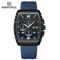 NAVIFORCE Creative Barrel-Shaped Dial Men Watches Fumed Silica Strap Waterproof Quartz Chronograph Date Display Male Wrist Watch