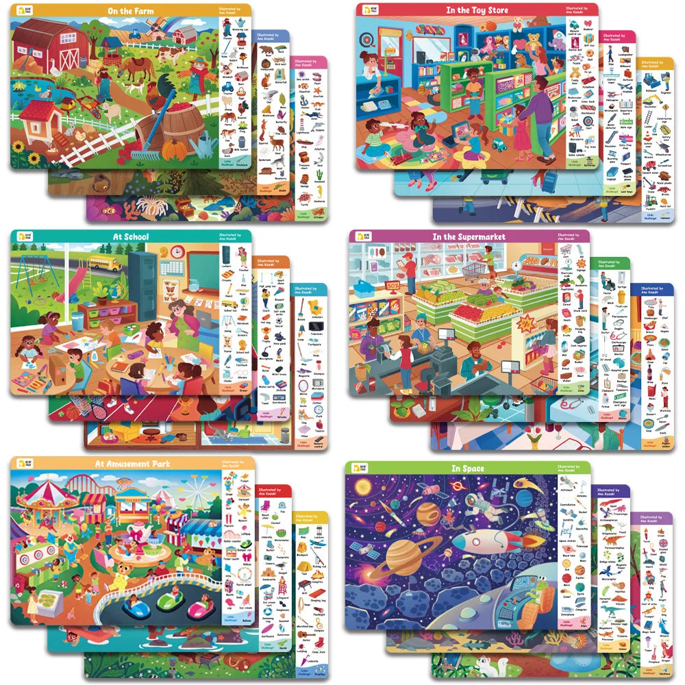 Search and Find Game Looking for Different 3 Themes Interactive Activity Painting Kit Drawing Books with Reusable Pen - Sun Studio
