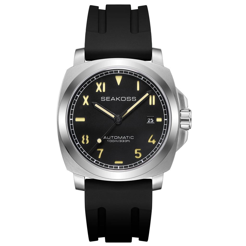 SEAKOSS Super Luminous Diving Automatic Mechanical Watches Men's 10ATM with Seagull st1612 Movement Calendar Sapphire Wristwatch - Sun Studio