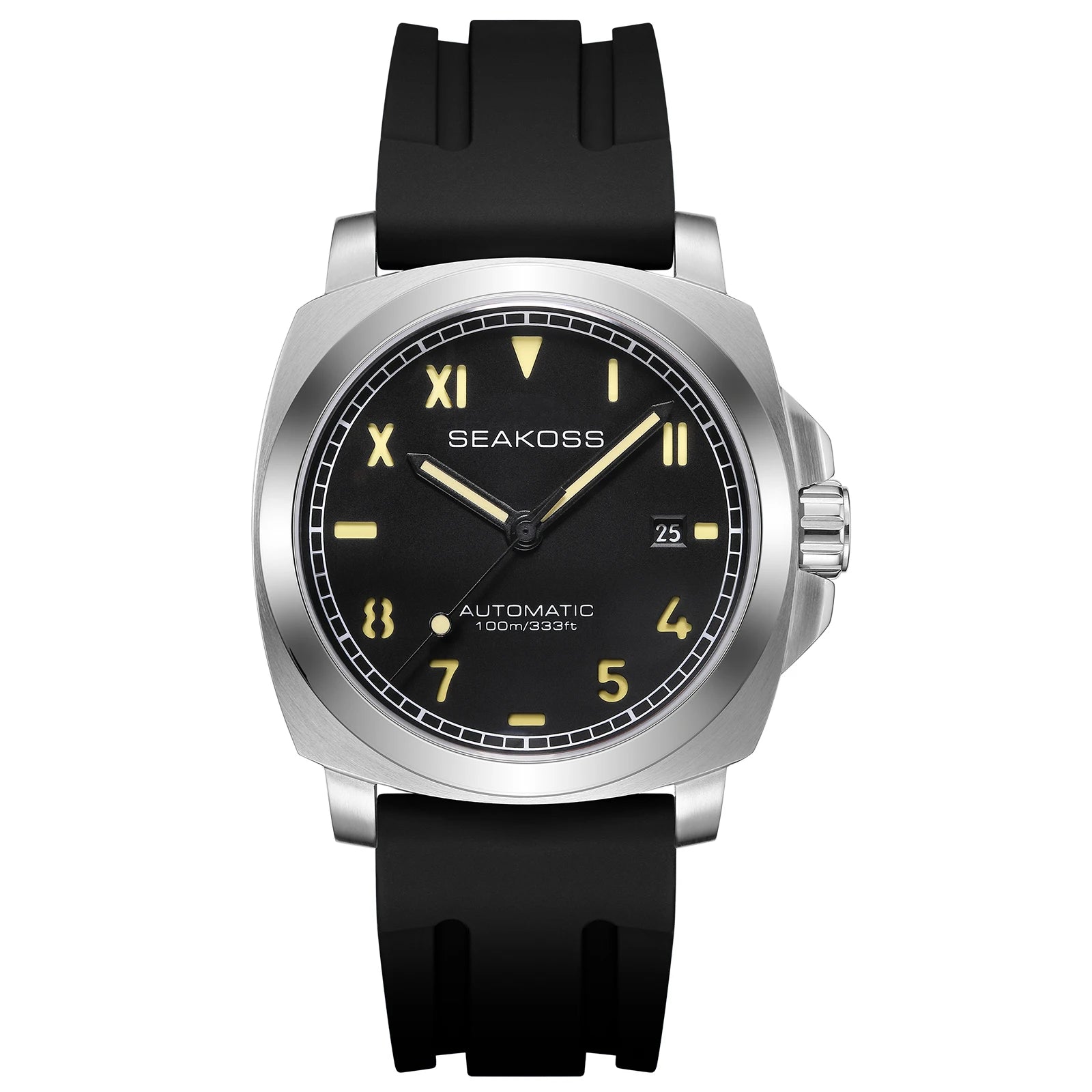 SEAKOSS Super Luminous Diving Automatic Mechanical Watches Men's 10ATM with Seagull st1612 Movement Calendar Sapphire Wristwatch - Sun Studio