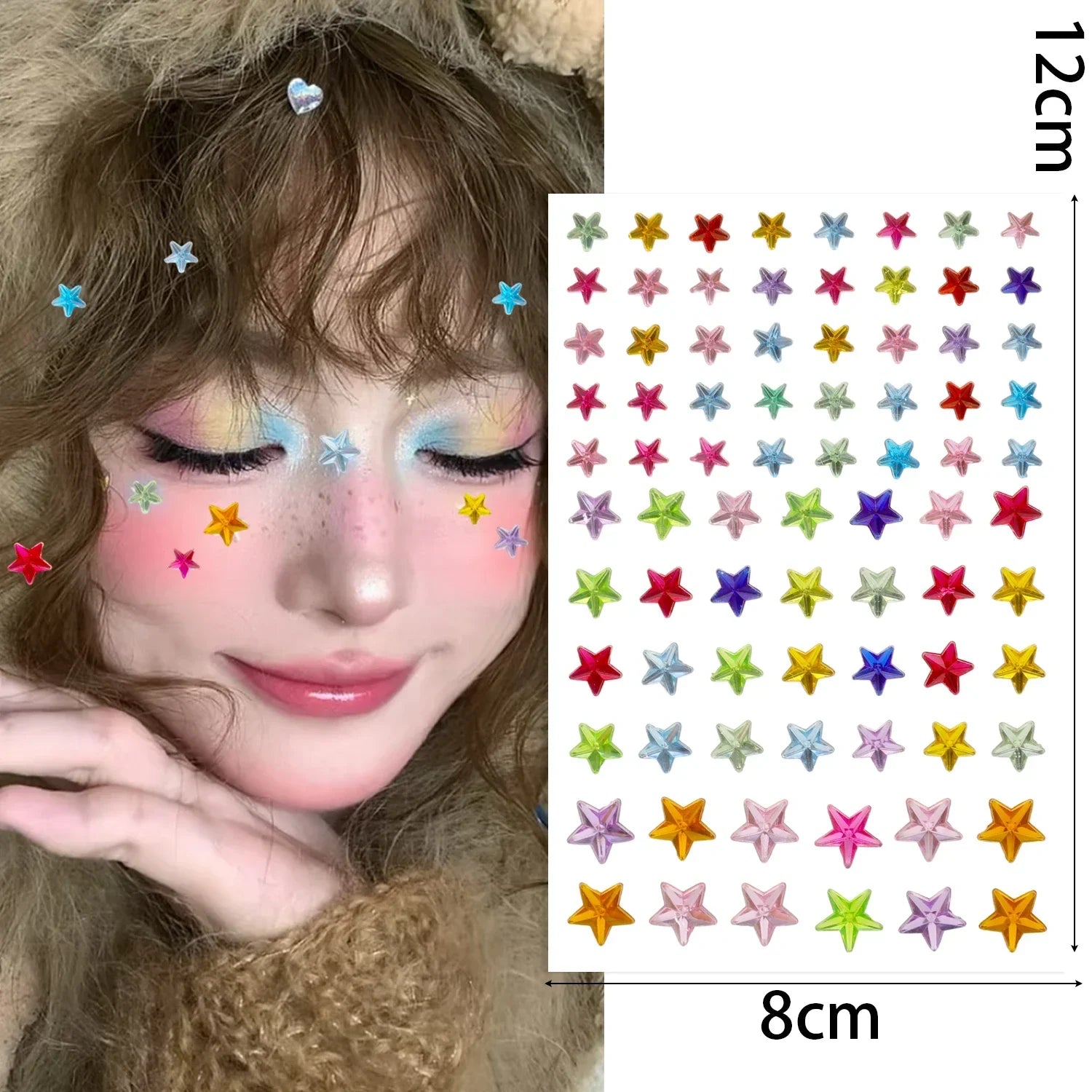 Star Face Makeup Diamond Patch Dazzling Star Festival Modernist Face Stickers Women Girls Colorful Rhinestone Tattoo Eyes Deco - Sun Studio