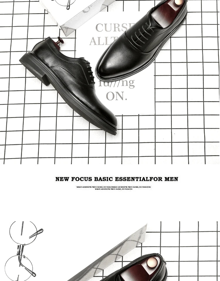 British Pointed Toe Business Leather Shoes Fashion Casual Black Large Size 38-47 Formal Shoes Handsome Office Worker Men's Shoes - Sun Studio