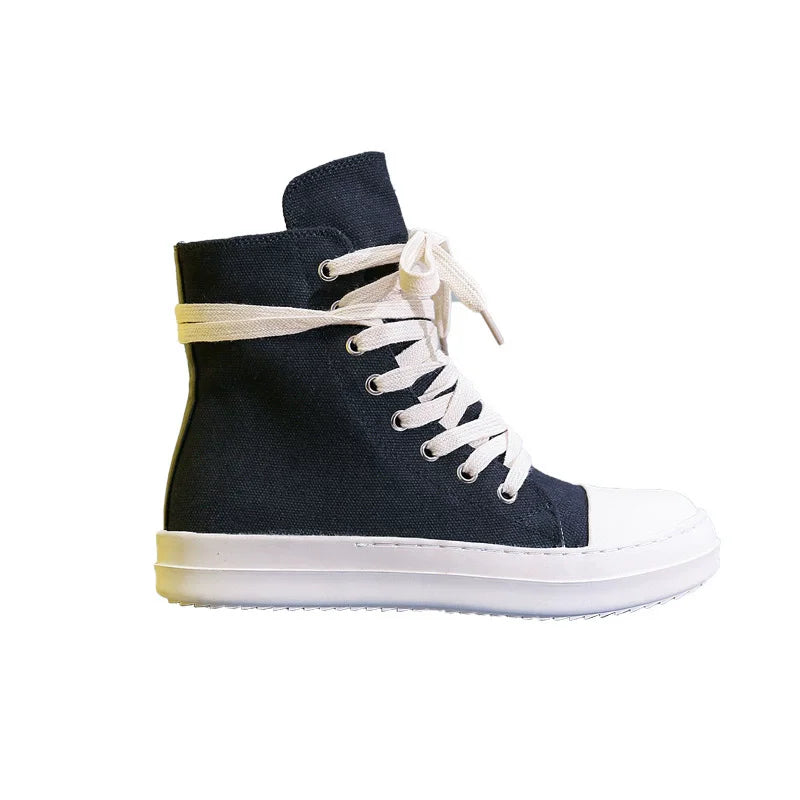 Brand Men Shoes Casual Canvas Distress Flats High to Ankle Boots Women Owens Vintage Original Luxury Designers Sneakers