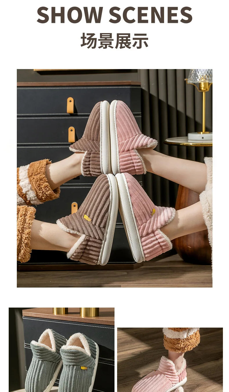 Asgard Men Plush Platform Slippers Winter Warm Outdoor Antiskid Fluffy Soft Cotton Boot Indoor Fashion Cozy Furry Flat Home Shoe