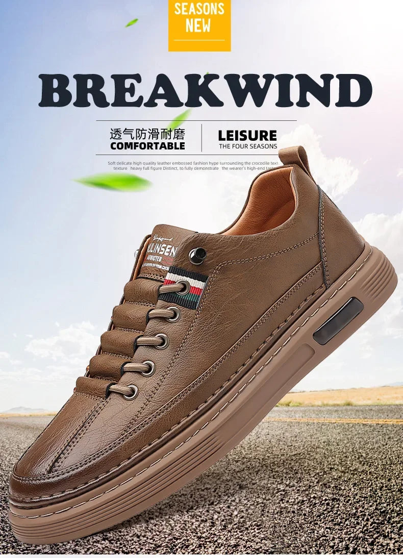 New Leather Shoes for Men Non-slip Sports Fashion Comfortable Sneakers Male Flat Slip-on Casual Brand Men's Casual - Sun Studio
