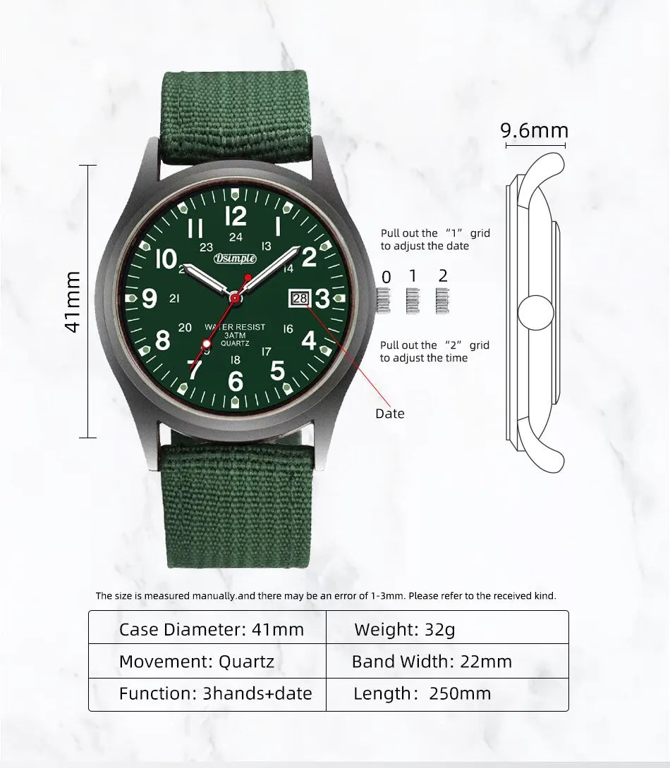 Fashion Mens Watches Luminous Hands Clock Luxury Military Sports Calendar Quartz Wristwatch Men Casual Nylon Watch Reloj Hombre - Sun Studio