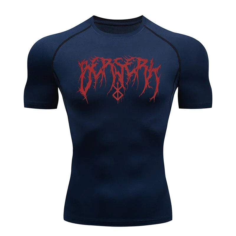 Fitness Workout Rash Guard für Männer athletische schnell trocknende Kompressionsshirts Berserk Druck T-Shirts Tops Unterhemden Baselayers