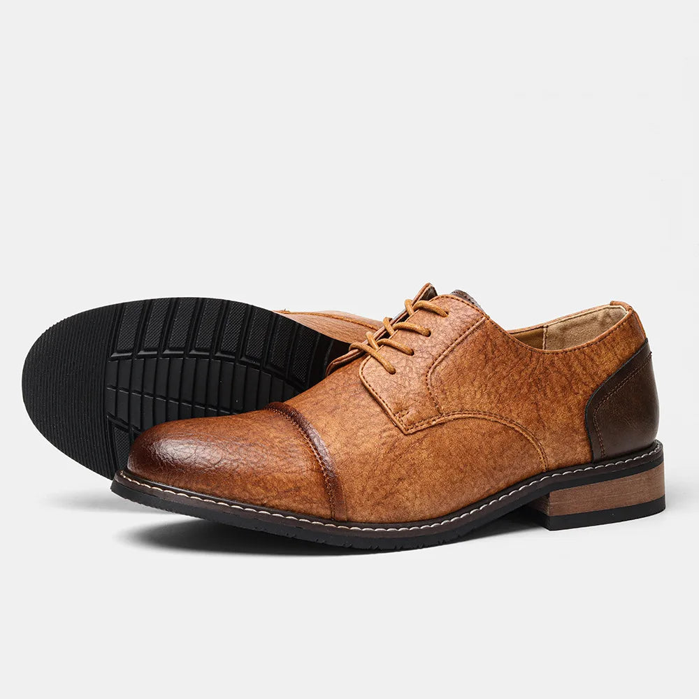 Business Men's Leather Shoes European American Casual Man Leather Shoe Retro Trend Men's Shoes Large Size Leather Shoes for Men - Sun Studio