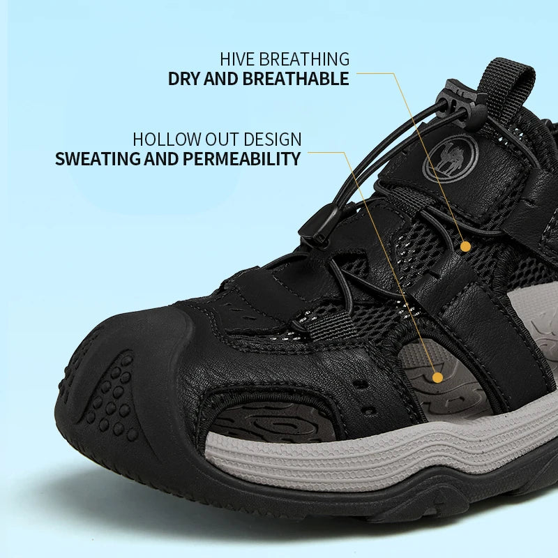 GOLDEN CAMEL Outdoor Men's Sandals Shock-absorbing Foam Brake Casual Shoes Slippers Beach Shoes for Hiking Fishing Breathable - Sun Studio