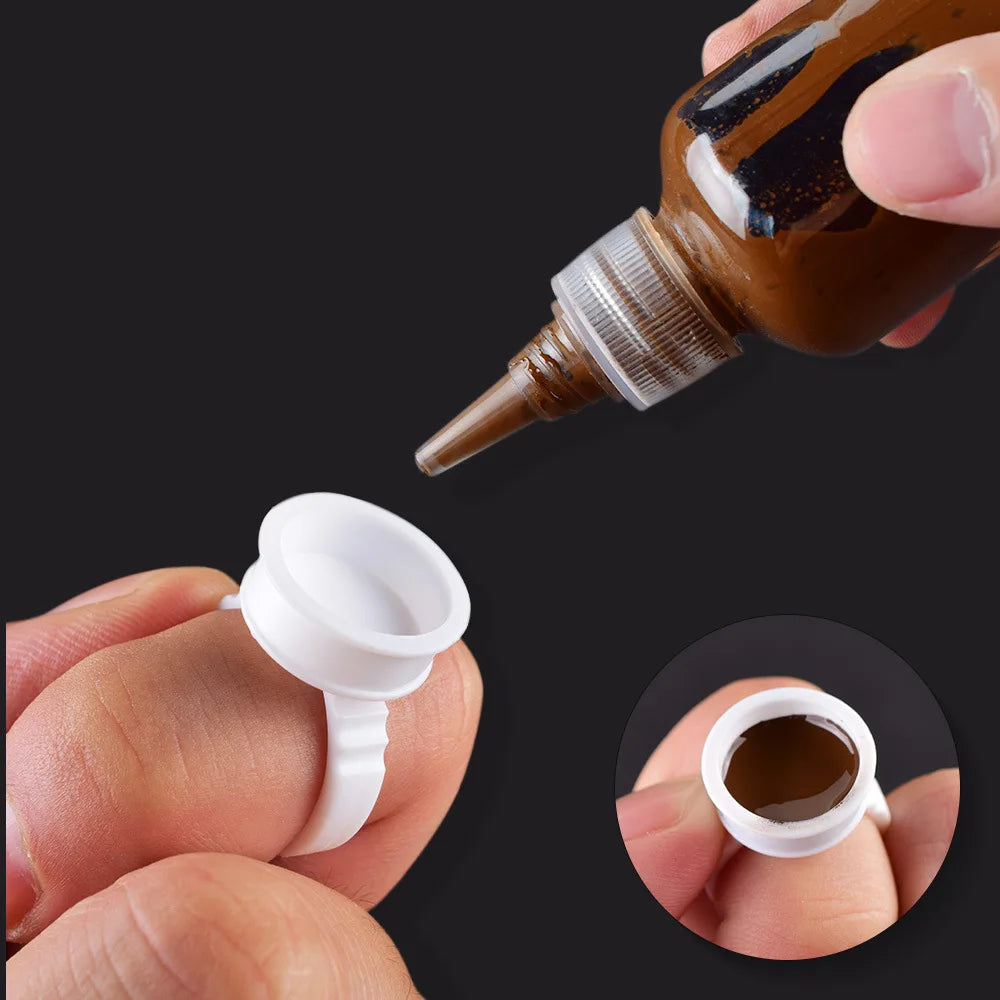 100pcs S/M/L Disposable Tattoo Ink Rings Cups Eyebrow Lip Tattoo Pigments Holder Ring Container Permanent Makeup Accessory Tools - Sun Studio