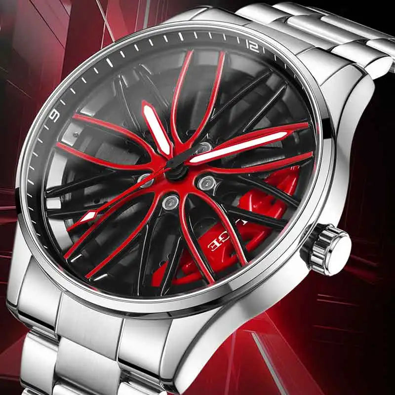 LIGE Men Watches Waterproof Rotary Sport Car Rim Man Luxury Watch Luminous Fashion Stainless Steel Quartz Men's Watches - Sun Studio
