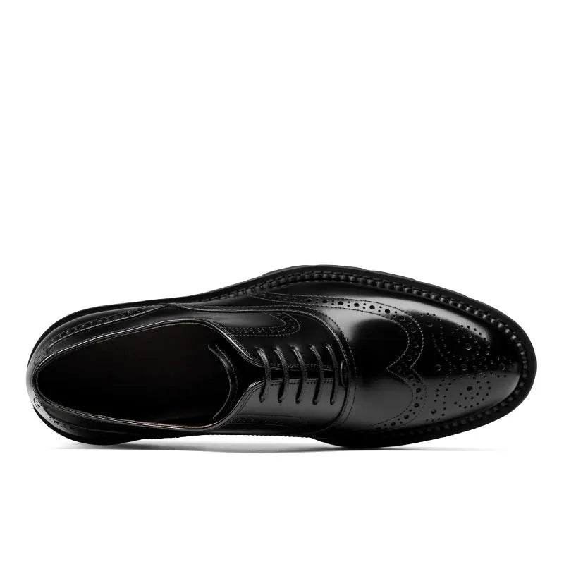 PJCMG Black /Wine Red Mens Dress Lace-Up Oxfords Pointed Toe Genuine Leather Wedding Mens Business Work Shoes - Sun Studio