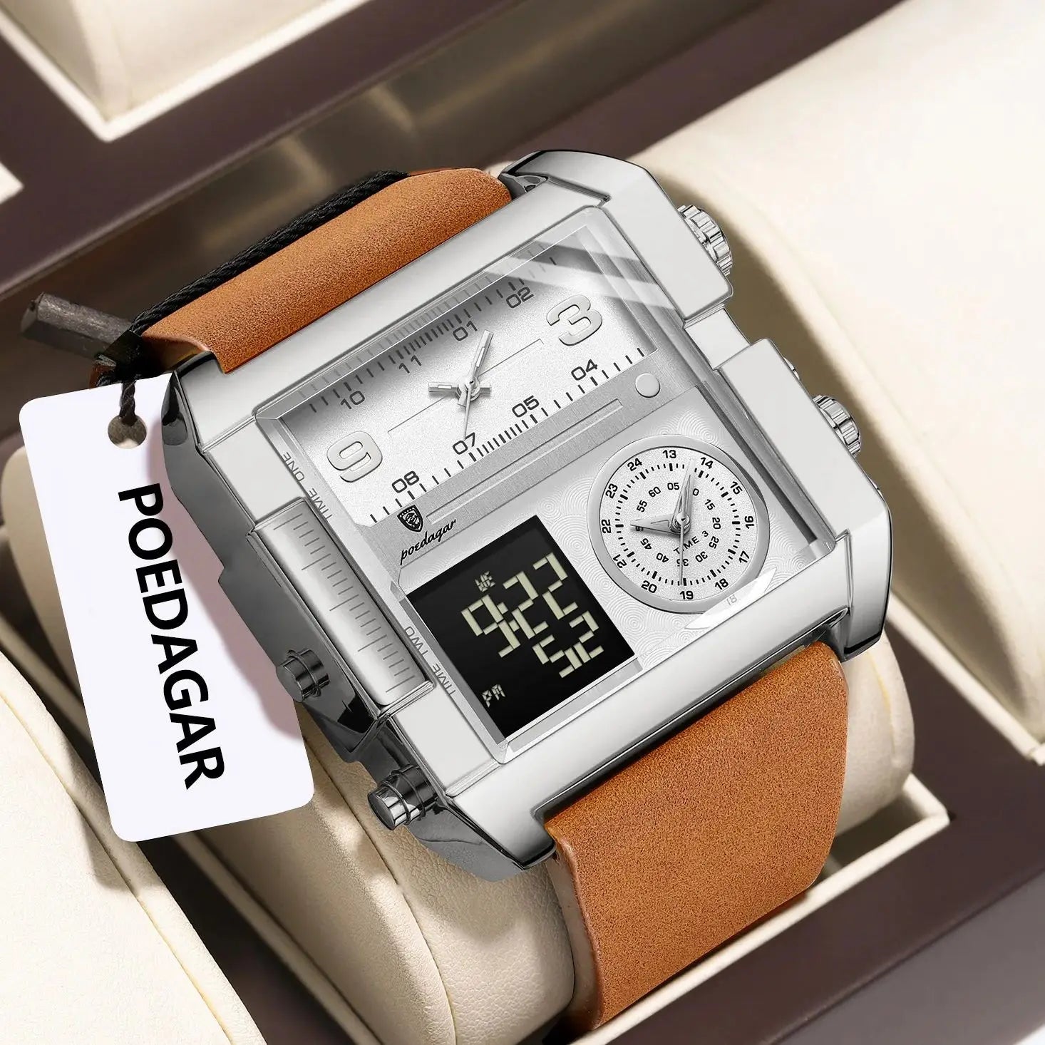 POEDAGAR Luxury Fashion Digital Male Clock Waterproof Luminous Quartz Men Wristwatch Date Week Military Electronic Men's Watches - Sun Studio