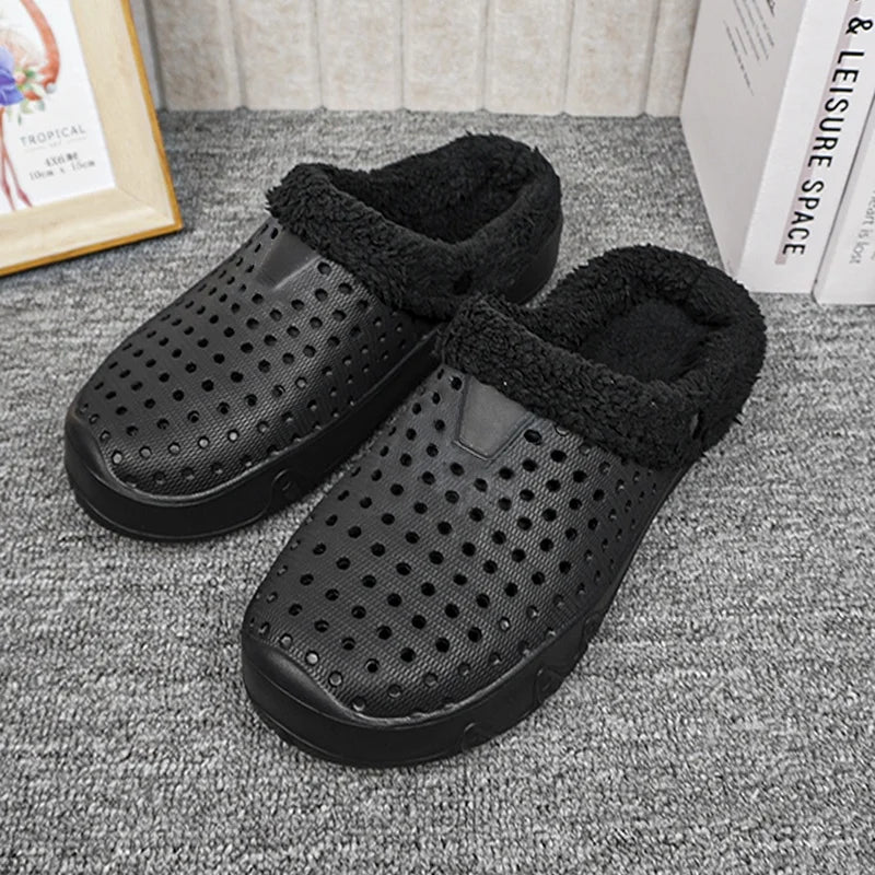 Winter Men Slippers Warm Cotton Shoes Casual Slides EVA Plush Shoes Comfortable Light  Slippers Indoor Shoes For Couple 36-47