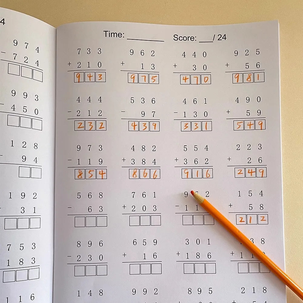 Addition And Subtraction Within 1000 Maths Workbook Primary School Training Book Arithmetic Competition Teaching Aids Montessori - Sun Studio