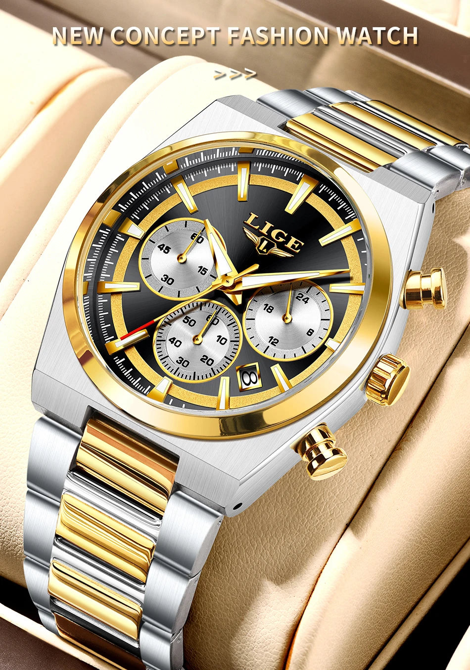 LIGE Top Luxury Man Quartz Watch Waterproof Luminous Date Chronograph Watches For Men Stainless Steel Fashion Men's Watch Reloj - Sun Studio