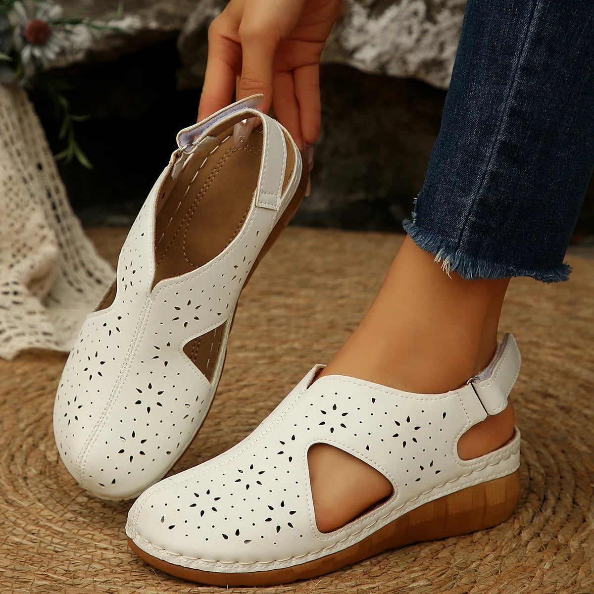Summer Women 2026 Sandals Platform Fashion Sandals Hollow Out Buckle Roman Style Shoes Women Lightweight Slip-On Shoes Ladies - Sun Studio