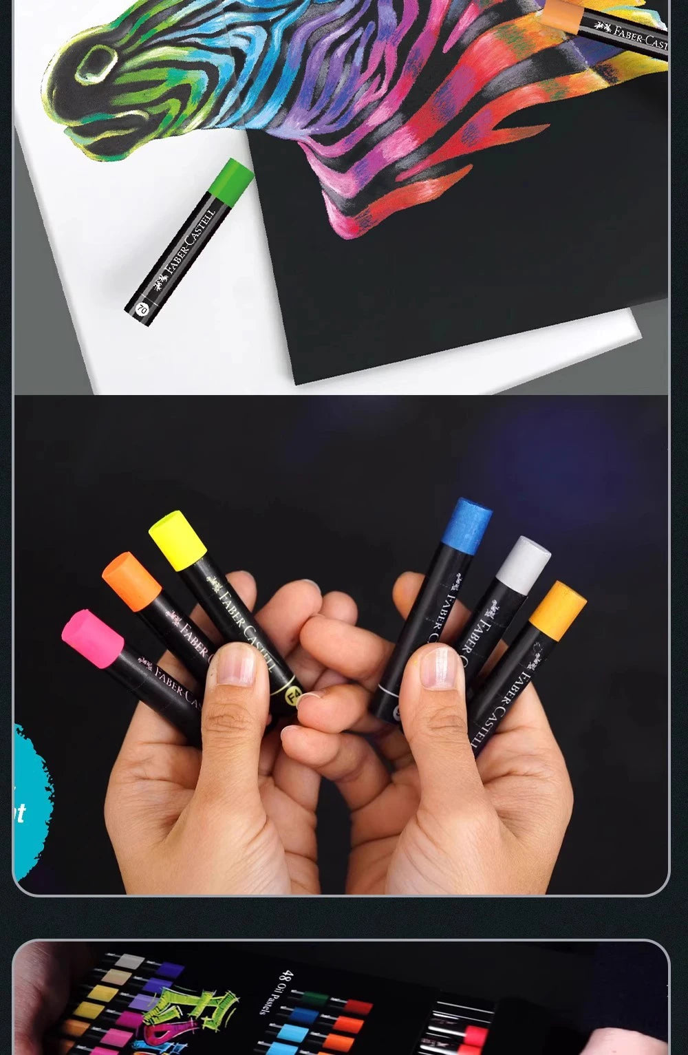 Faber-Castell Soft Oil Pastel Set 24/36/48 Vibrant Colors Creamy Texture Bullet Head Chalk for Artist Painting Drawing Beginners