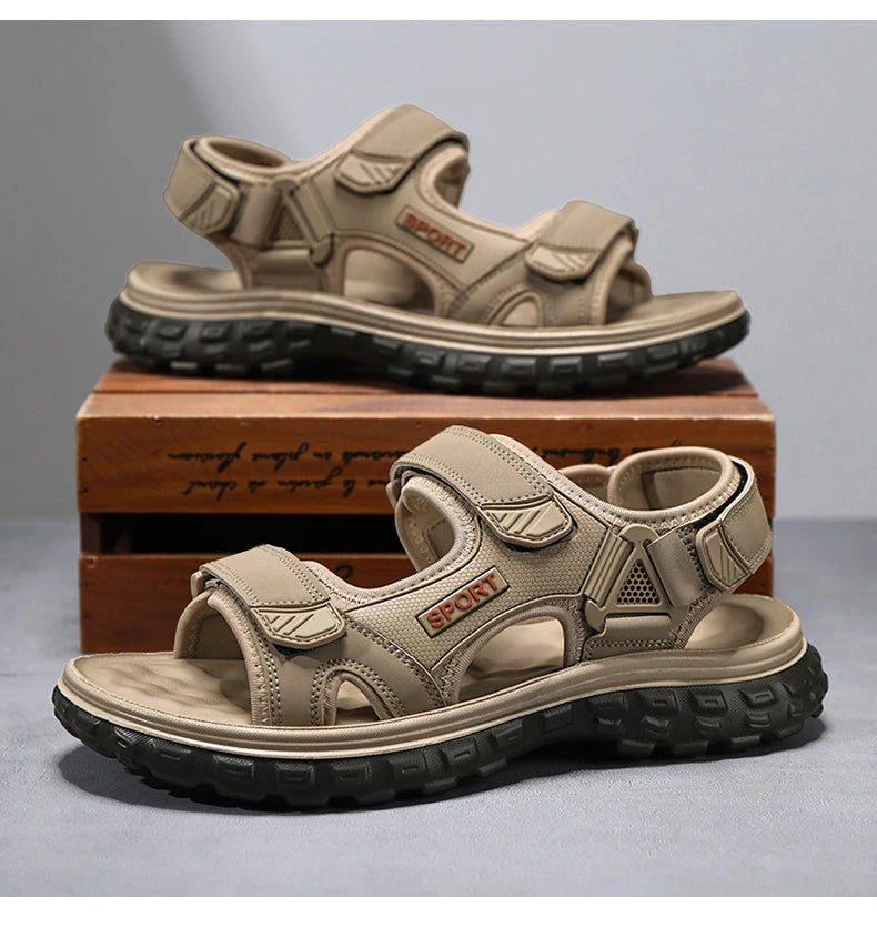 Sandals men summer fashion new style outdoor wear soft sole wear-resistant anti slip anti odor breathable dual-use beach sandals - Sun Studio