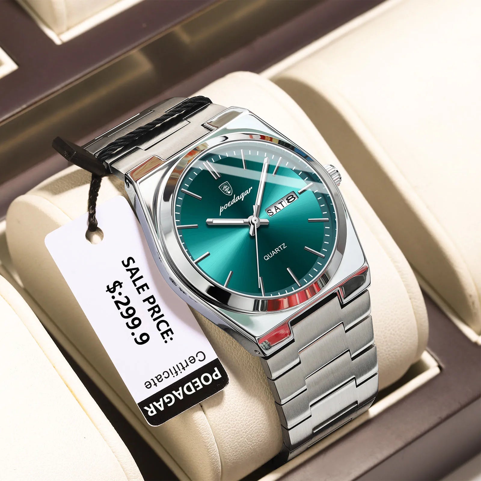 POEDAGAR Luxury Watch For Man Waterproof Luminous Date Week Stainless Steel Men Watch Casual Quartz Men's Watches Male Clock+box - Sun Studio