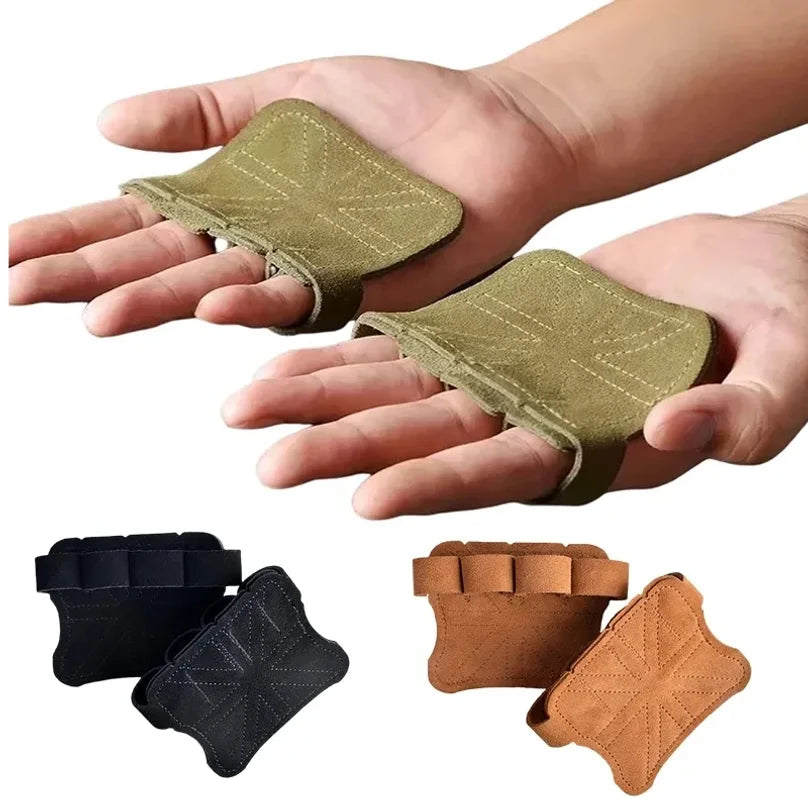 Cowhide Gym Gloves Grips Anti-Skid Weight Power Belt Lifting Pads Deadlift Belt Workout Crossfit Fitness Gloves Palm Protection - Sun Studio