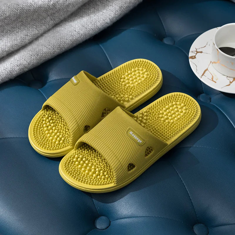Femmes Hommes Chaussons de Massage des Pieds Intérieur Salle de Bain Antidérapants Doux Tongs Confort Plats Couples Maison Soulagement Pieds Santé Chaussures