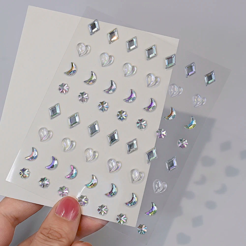 1Pcs Face Diamond Gem Sticker 5D Colorful Rhinestone Tattoo Stickers Fo Festival Nail Body Makeup Bling Jewelry DIY Face Sticker - Sun Studio