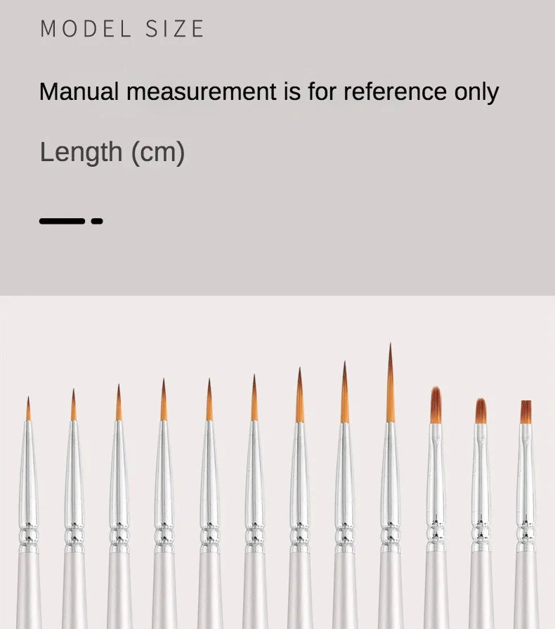 12models Imported Nylon Long Tail Line Brush Very Fine Cartoon Art Line Outline Detail Pen Digital Birch Watercolor Painting Pen - Sun Studio