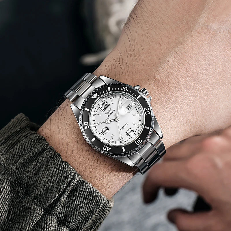 High Quality Top Brand Relogio Masculino Men Quartz Watches Fashion Calendar Stainless Steel Watch For Men Montre Homme 시계 - Sun Studio