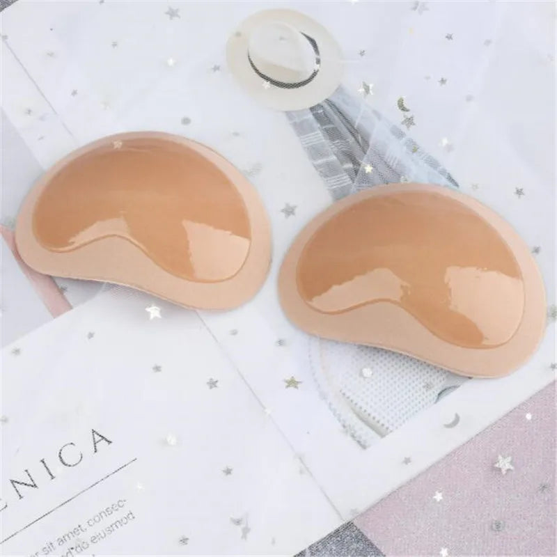 1Pair Adhesive Breast Enhancer Bikini For Women Bra Swimsuit Invisible Heart Padding Bra Insert Nipple Pads Push Up Silicone Bra - Sun Studio
