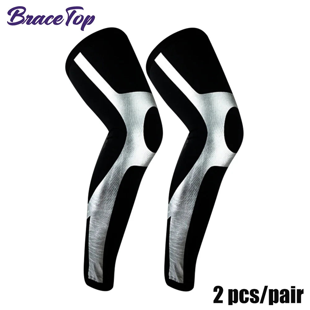 BraceTop 1 Pair Compression Long Socks Men Women Knee Fitness Knee Pad Anti Slip Support Thigh Long Stockings Leg Thigh Sleeves - Sun Studio