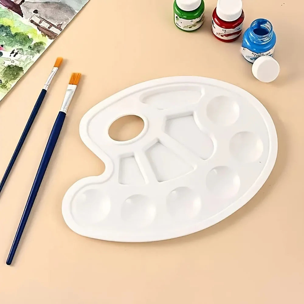 2/6/8/10 Pack Plastic Art Painting Palettes, Oval Shaped Multi-Well Mixing Palette for Watercolor, Acrylic, and Oil Paints - Sun Studio