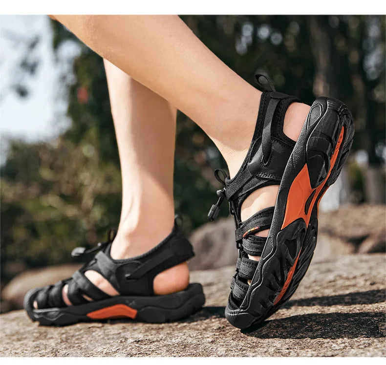 New Summer Genuine Leather Men Sandals Fashion Design Men's Casual Sneakers Comfortable Beach Men's Sandals Outdoor Wading Shoes - Sun Studio